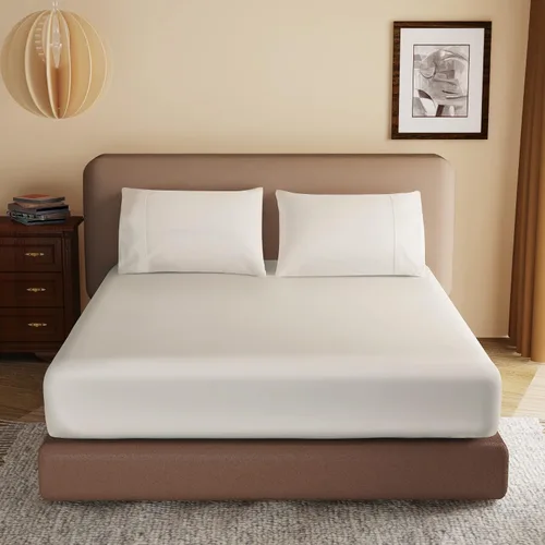 Vista 28 de 2 paquetes de sábanas ajustables 100% algodón egipcio tamaño TwinXL, sábana ajustable de 600 hilos de algodón, sábana bajera con bolsillo profundo