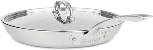 Vista 5 de Viking Sartén antiadherente de acero inoxidable de 3 capas, 10 pulgadas con tapa