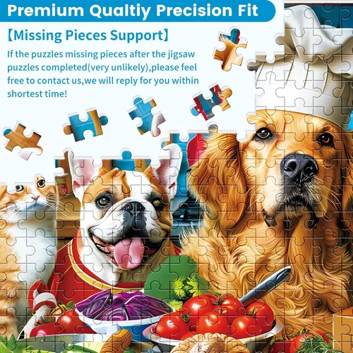 Vista 7 de Rompecabezas de 500 piezas para adultos, divertidos rompecabezas de animales de cachorros, rompecabezas de cocina de alimentos, rompecabezas Perros