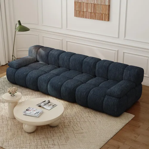 Vista 37 de Settab Sofá modular de nube modular de 118.5 pulgadas con otomana móvil, sofá de pana moderno de 4 asientos, asiento profundo, sofá sin hueso