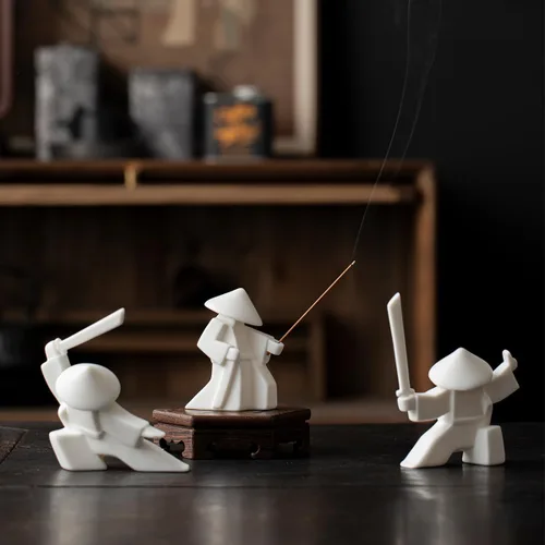 Vista 10 de LYART Figura de estatua de guerrero – Accesorios de adorno de té para mascotas – Lindo regalo de decoración de Kung Fu para el hogar, oficina