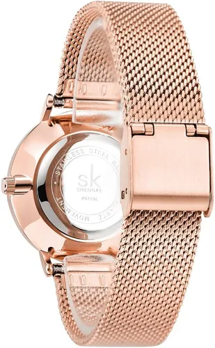 Vista 4 de Relojes simples analógicos de malla para mujer, correa de acero inoxidable, regalo para aniversario