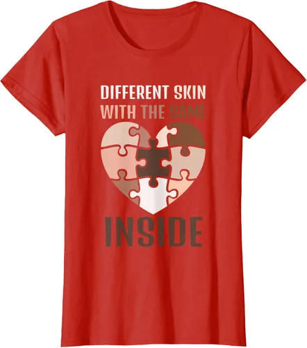 Vista 58 de Camiseta con texto en inglés "Black History Month Different Skin With The Same Love Inside