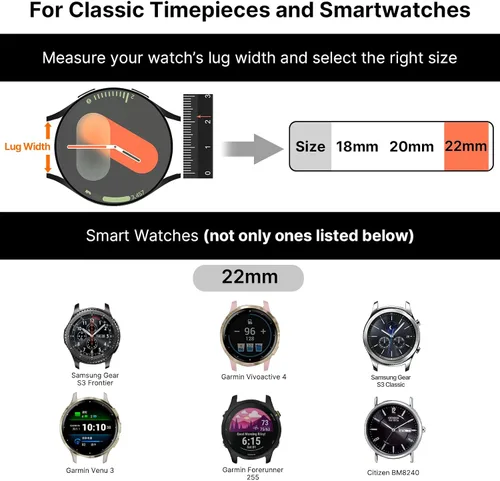Vista 30 de Fullmosa Correa de reloj de liberación rápida de 0.866 in, 0.787 in y 0.709 in, bandas de cuero bruñido para Samsung Galaxy Watch/Garmin Watch