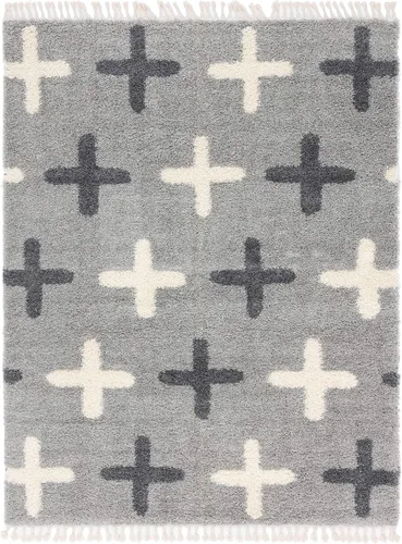 Vista 9 de Unique Loom Hygge Shag Collection - Alfombra moderna de inspiración marroquí con diseño geométrico, felpa y acogedora, rectangular, 8' 0" x 10' 0