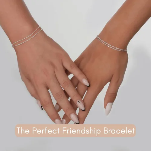Vista 7 de Pulsera de doble cadena Annika Bella, cadena de mano de 6.5-7.5 pulgadas, pulseras de cadena de plata de ley 925, joyería minimalista para mujer
