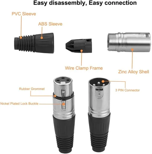 Vista 2 de 2 machos + 2 hembras 3 pines XLR tipo soldadura micrófono línea conector conector micrófono audio socket (paquete de 4)
