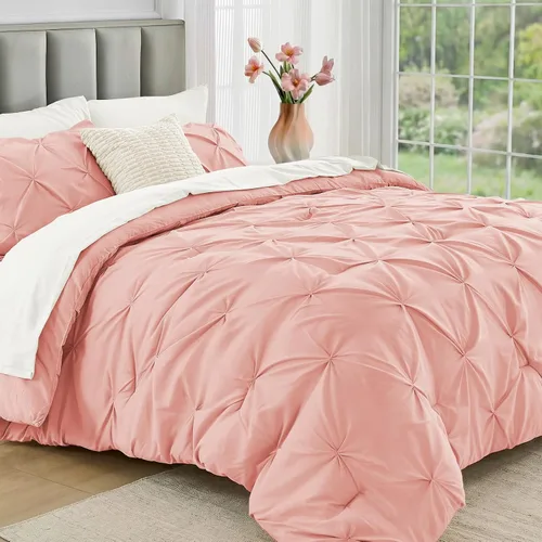 Vista 24 de JOLLYVOGUE Juego de edredón tamaño individual de 5 piezas – Juego de ropa de cama tamaño individual en una bolsa para todas las estaciones