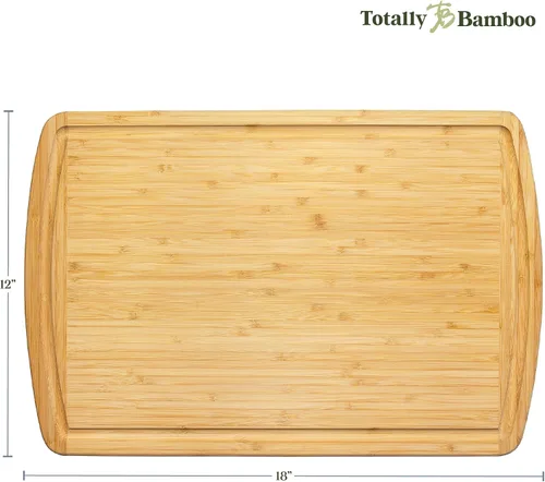 Vista 9 de Totally Bamboo Malibu Tabla de cortar de bambú con ranura para jugos, 18 x 12 pulgadas, natural