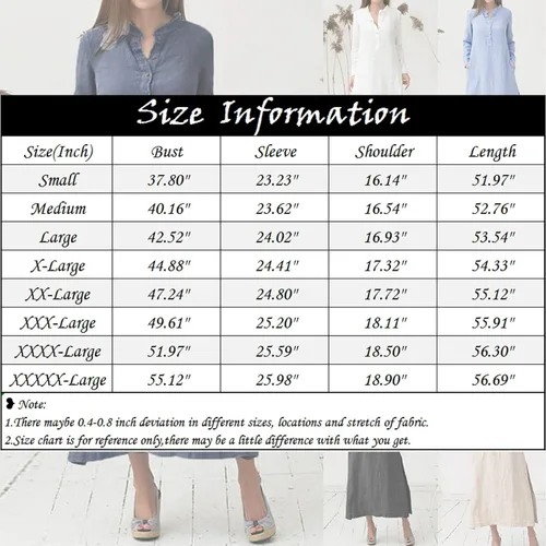 Vista 5 de Maxi vestido largo liso para mujer, de algodón caftán, manga larga, vestido de gran
