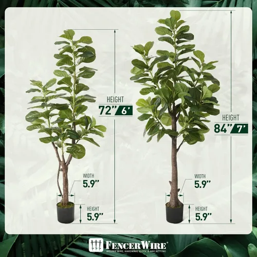 Vista 3 de Fencer Wire Árbol de higuera artificial de hoja de violín, 6/7 pies en maceta con musgo seco, para casa, oficina, tienda, árbol sintético de ficus
