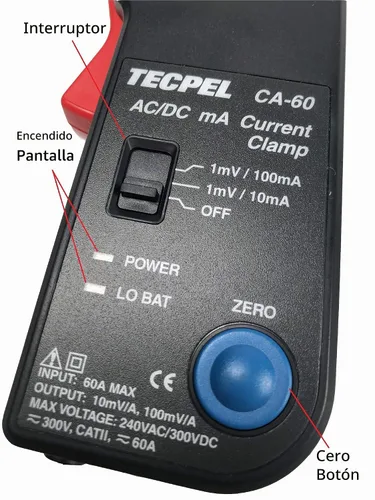 Vista 3 de TECPEL CA-60 CA-60 sonda de transmisor de abrazadera de corriente CA-60 CA-60