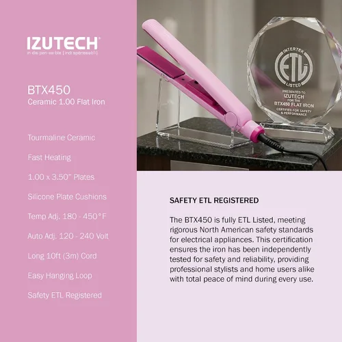 Vista 11 de IZUTECH BTX450 One Inch Styler Algodón Rosa