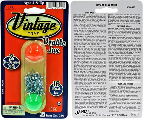 Vista 8 de JA-RU Juego de Jacks de Metal Vintage/Dos Pelotas Saltarinas. (1 Paquete) Mini Juguete Jax. Clásicos Familiares Retro. Artículos para Fiestas al Por