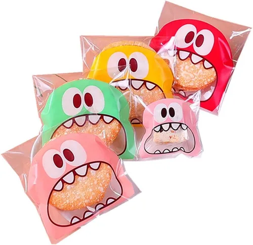 Vista 3 de Bnsikun 200 bolsas autoadhesivas para dulces de galletas, boca grande, bolsa de regalo de chocolate para decoración de panadería, bolsas de regalo