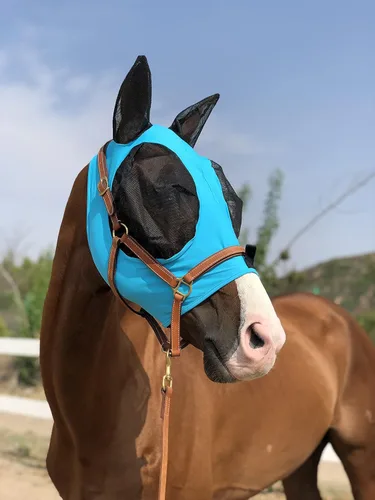 Vista 8 de Máscara de mosca de caballo, súper cómoda, máscara de mosca de caballo, máscara elástica con orejas, solo hacemos productos que les gustan a