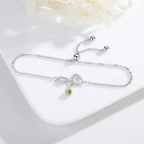 Vista 2 de Palpitate Pulsera de plata de ley 925 para mujer y niña, piedra natal, estetoscopio, regalo para estudiantes de enfermería, graduación, cumpleaños