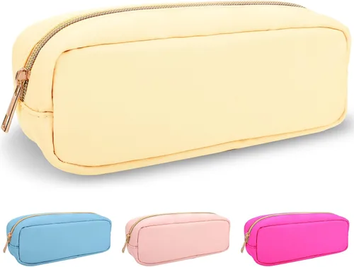 Vista 29 de izuzta Nylon Lager Pequeño Slim Mini Maquillaje Bolsa Organizador, Beige, Viajes