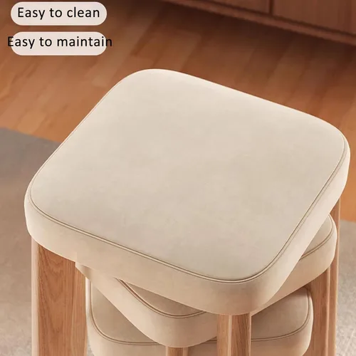 Vista 4 de JKGHK Dining Chairs, Cushioned Backless Bar Kitchen Chairs, Stackable Wooden Nesting Stool, Leather Room Stool, for Home, Office, Dining Room Gris