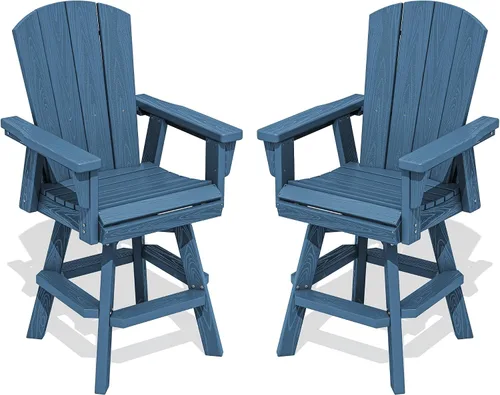 Vista 23 de SERWALL Silla de bar Adirondack giratoria de HDPE, taburetes de bar giratorios para exteriores, silla Adirondack de balcón para bistro, piscina