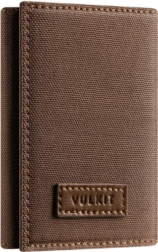Vista 7 de VULKIT Cartera de cuero minimalista con bloqueo Rfid triple billetera delgada para tarjetas de crédito con 3 ventanas de identificación y bolsillo