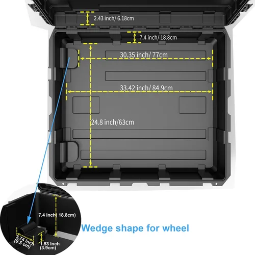 Vista 2 de Regetek Funda rígida impermeable de 38 x 29 x 11 pulgadas, funda rígida con ruedas, espuma personalizable, 3 asas grandes, para cámaras, equipos