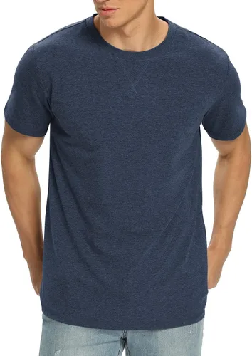 Vista 34 de NITAGUT Camiseta clásica de algodón para hombre con cuello redondo