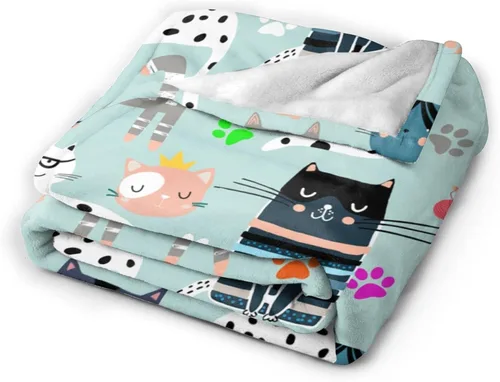 Vista 8 de Manta de franela súper suave con diseño de gato, acogedora y ligera para mujeres, niños y adultos, 50 x 40 pulgadas