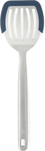 Vista 11 de Calphalon Espátula ranurada, espátula de cocina, espátula ranurada, girador de acero inoxidable con mango de silicona resistente al calor, espátula