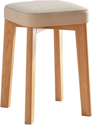 Vista 9 de JKGHK Dining Chairs, Cushioned Backless Bar Kitchen Chairs, Stackable Wooden Nesting Stool, Leather Room Stool, for Home, Office, Dining Room Gris
