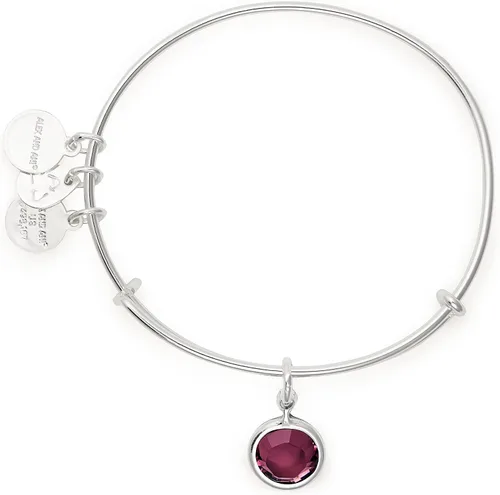 Vista 2 de Alex and ANI Brazalete extensible con piedras natales para mujer, dije de cristal de amatista del mes de febrero, acabado dorado brillante, 2 a 3.5