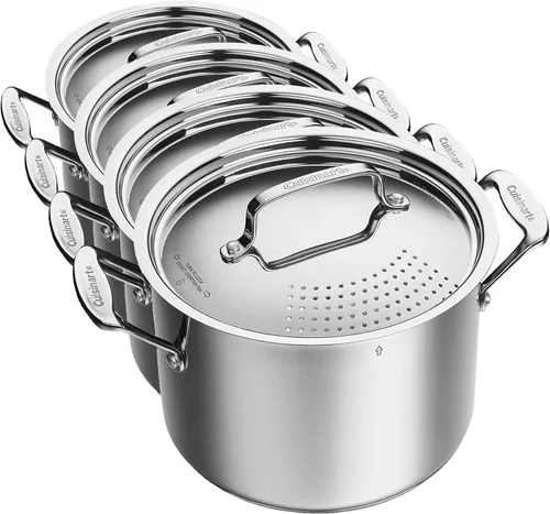 Vista 8 de Cuisinart 766S-22 - Olla para pasta de acero inoxidable de 6 cuartos de galón con tapa coladora Colección de utensilios de cocina clásicos de Chef
