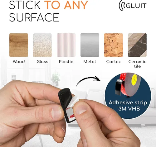 Vista 3 de GLUIT Organizador de cables para soporte de cables de escritorio para mesita de noche, organizador de cargador adhesivo de escritorio versátil clips
