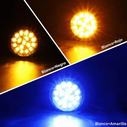 Vista 3 de Partsam 1 luz de sandía de doble revolución, ámbar 17 luces LED intermitente/marcador a luz auxiliar azul, luces subterráneas compatibles con ámbar