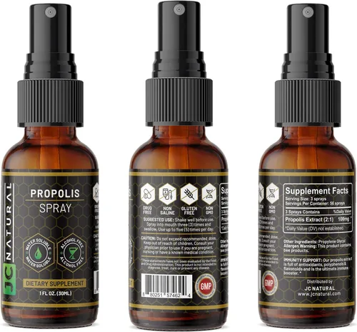 Vista 8 de JC Natural x CGM Labs - Spray de propóleo para la garganta, soluble en agua, sin alcohol. Apoyo inmunológico natural. Combate organismos nocivos