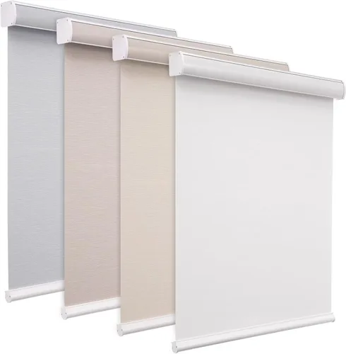 Vista 2 de Changshade Persiana enrollable sin cordón de tamaño personalizado con cenefa, persianas enrollables de tela con aislamiento térmico para puertas