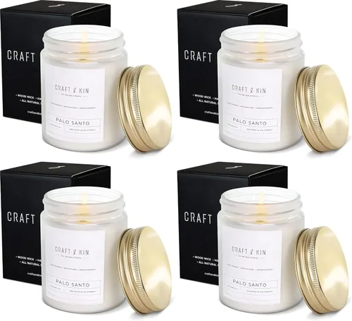 Vista 8 de Craft & Kin - Vela perfumada de cuero inglés de alta calidad, larga duración, 45 horas de tiempo de combustión, vela perfumada de soja natural