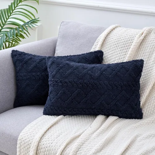 Vista 12 de uxcell Juego de 2 fundas de almohada de felpa de lana sintética, fundas de almohada con patrones geométricos, fundas de almohada decorativas