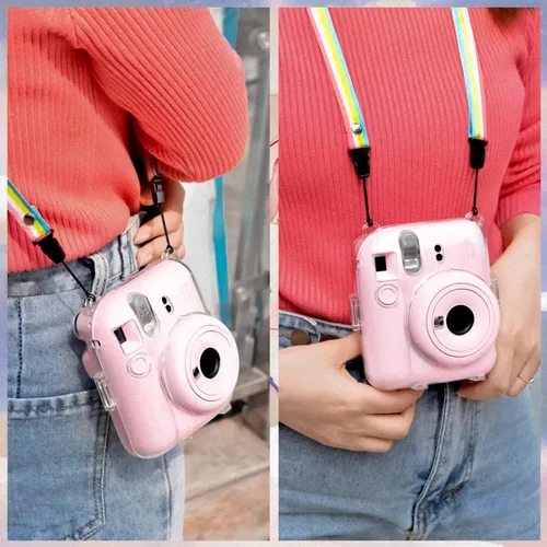 Vista 8 de MUZIRI KINOKOO Funda transparente compatible con cámara Instax Mini 12, funda rígida de PVC transparente para Fuji Instax Mini 12 con bolsillo