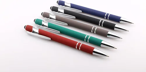 Vista 2 de Bolígrafos de tinta con punta de lápiz óptico con cuerpo de metal, punta media (0.028 in), bolígrafos de tinta de gel negra, 6 unidades, hogar, Negro