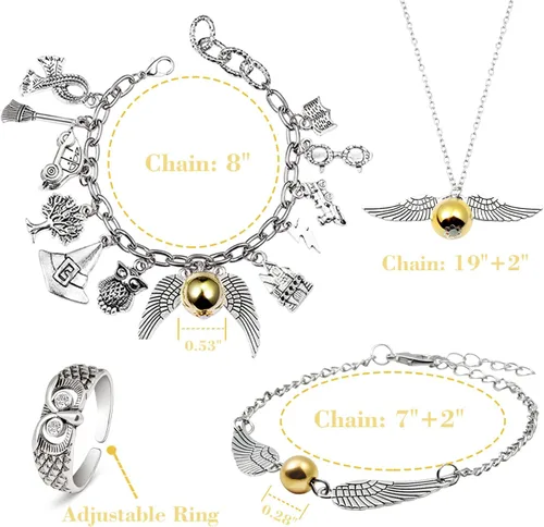 Vista 5 de Fancy Space Juego de pulseras con dijes, pulsera ajustable con temática de magia, regalo de cumpleaños para niños, niñas y mujeres