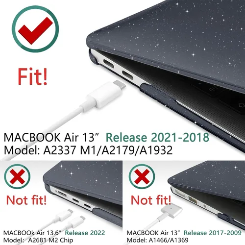 Vista 7 de TWOLSKOO Funda para MacBook Air de 13.3 pulgadas 2021-2018 M1 A2337 A2179 A1932 con pantalla Retina, carcasa rígida de plástico con cubierta