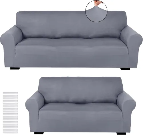 Vista 32 de Peryiter Juego de 2 fundas para sofá de dos plazas Fundas para muebles para sala de estar para sofá, sillón, ajuste elástico, a prueba de arrugas