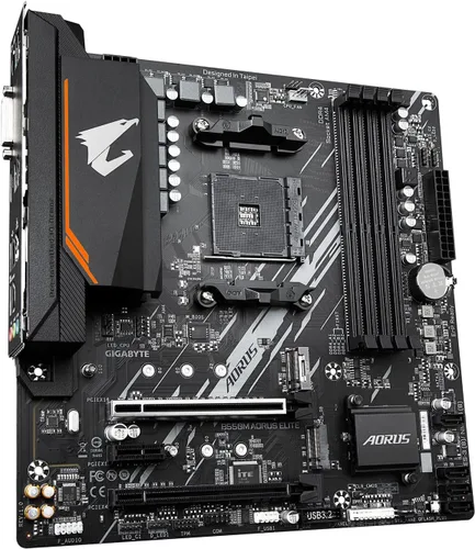 Vista 4 de GIGABYTE B550M AORUS Elite - Tarjeta madre para juegos compatible con AM4/ AMD/ B550/ Micro-ATX/ DDR4/ Dual M.2/ PCIe 4.0/ Realtek GbE LAN