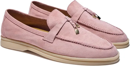 Vista 7 de Mocasines de piel de ante de diseño prémium con dijes de verano para mujer Negro
