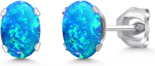 Vista 25 de Gem Stone King Oval Stud Earrings For Women Men 925 Sterling Silver Oval 6X4MM Gemstone Birthstone Fine Jewelry for Her Him Mom Dad Wife