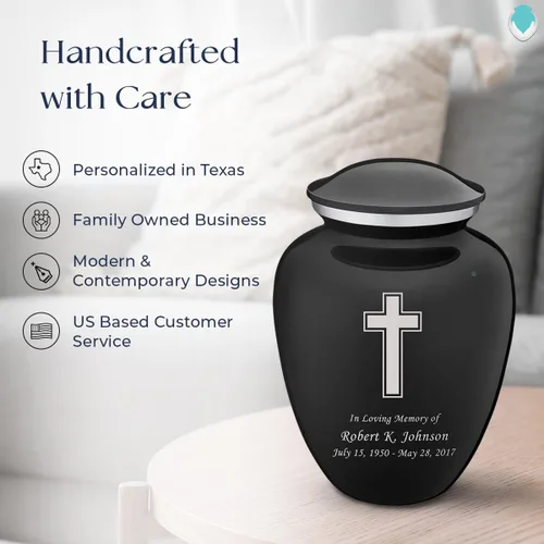 Vista 9 de Geturns Embrace - Urnas de cremación cruzadas personalizadas para adultos para cenizas humanas, urna funeraria grande negra para mujeres y hombres