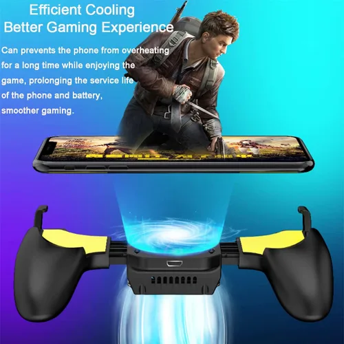Vista 4 de Mobile Phone Game Controller Grip With Triggers Cooling Fan Mobile Gaming Handle Case With Cooler Radiator Joystick For 4-67 Phone iPhone Android