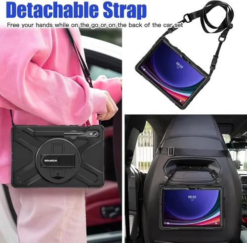 Vista 6 de BRAECNstock Funda para Samsung Galaxy Tab S10 Lite/ S10 FE/ S9 FE/ S9/ S8/ S7 5G Funda de 10.9"/11", Funda Protectora a Prueba de Golpes con Soporte