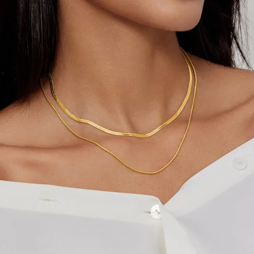 Vista 4 de Collares para mujer chapados en oro, esmeralda, corazón, apilable, gargantilla de cadena delicada, joyería para mujer, regalos simples